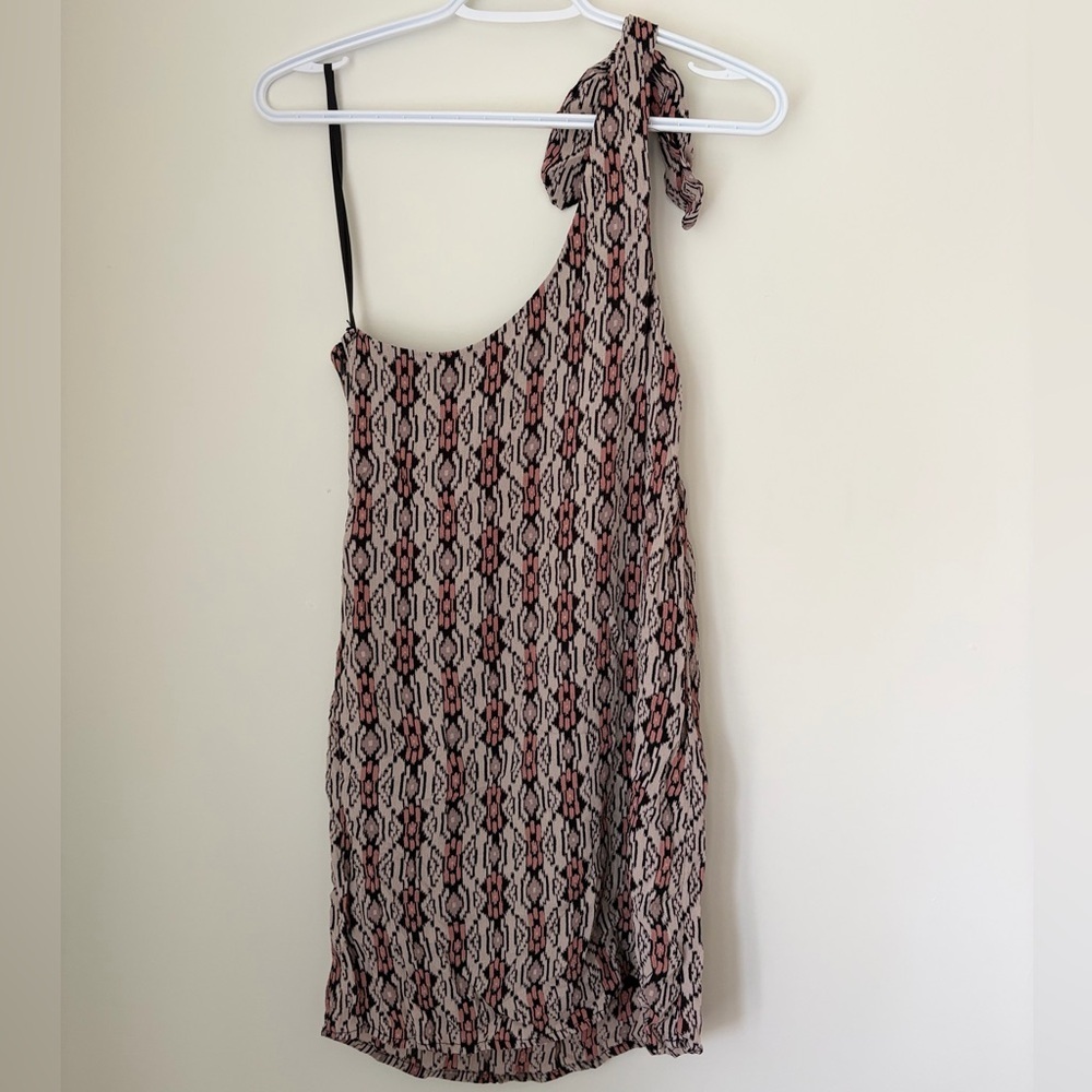 Free People One-Shoulder Printed Mini Dress in Neutral Geo - Picture 8 of 9